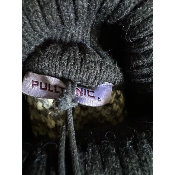 Pulltonic Womens Sweater Sz L Wolf Blue Eyes Navy Trim NEW Cashmere - Picture 6 of 8